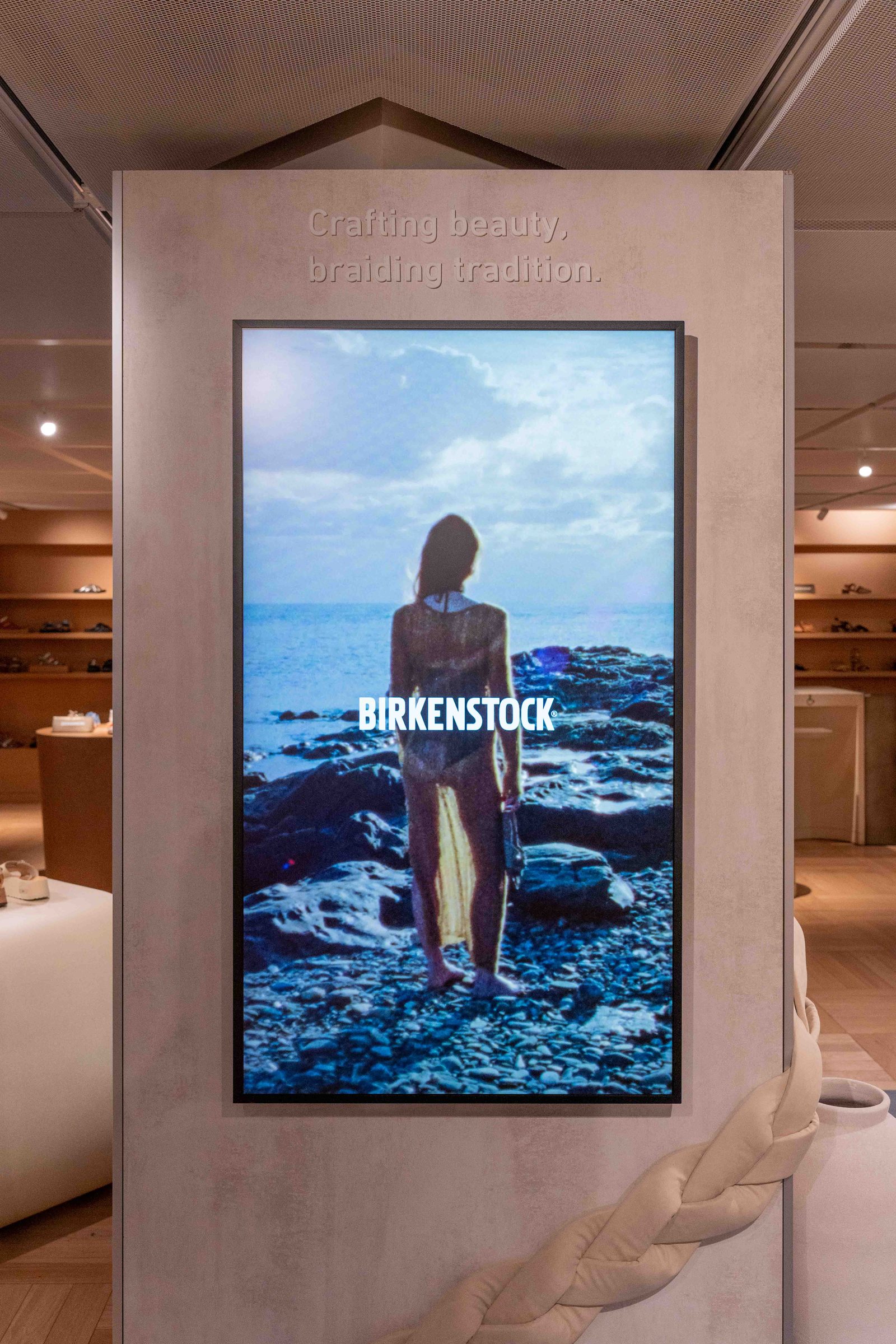 Birkenstock corner at Galeries Lafayette Haussmann, campaign screen