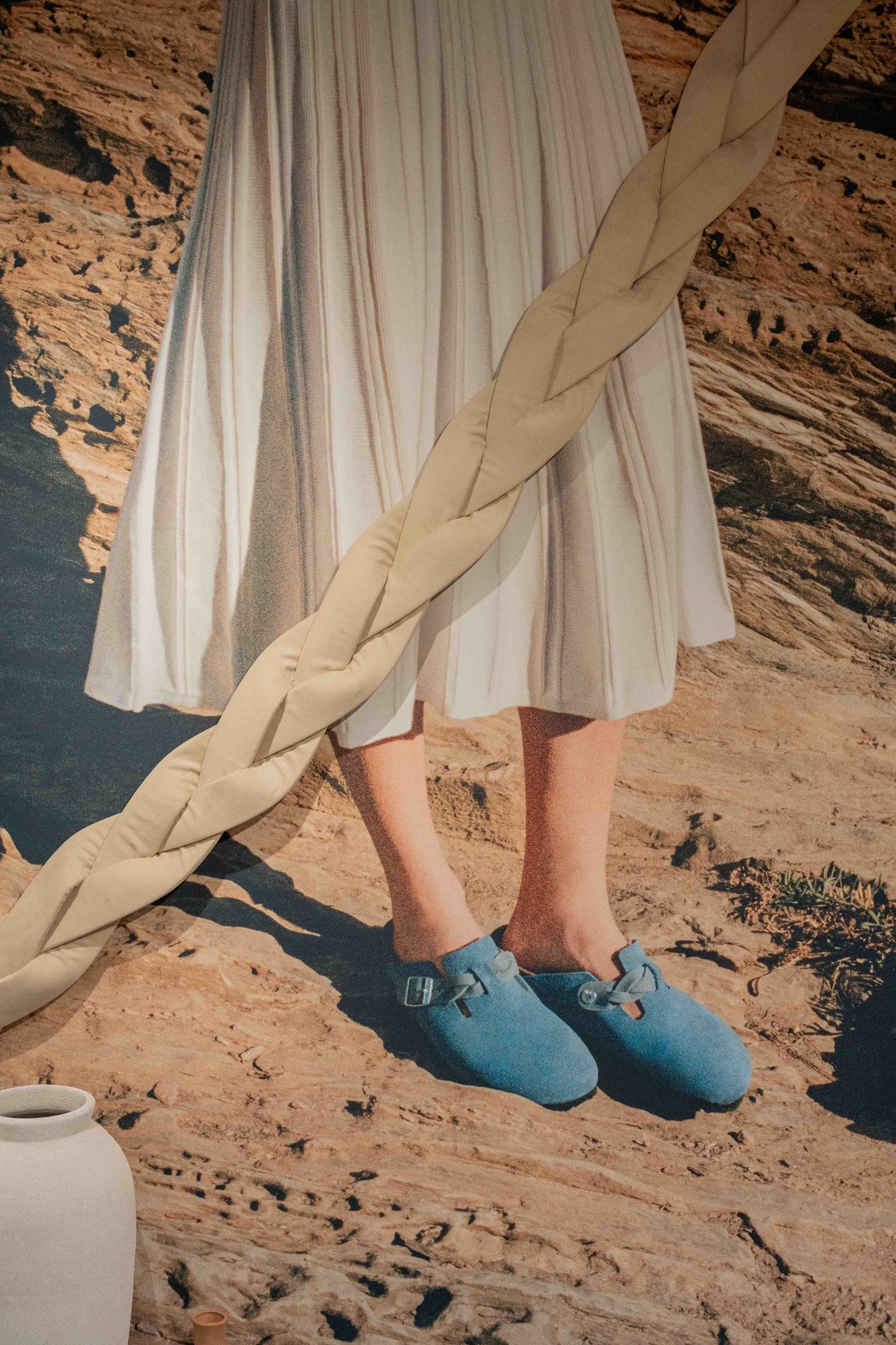 Birkenstock corner at Galeries Lafayette Haussmann, detail of the braid visual