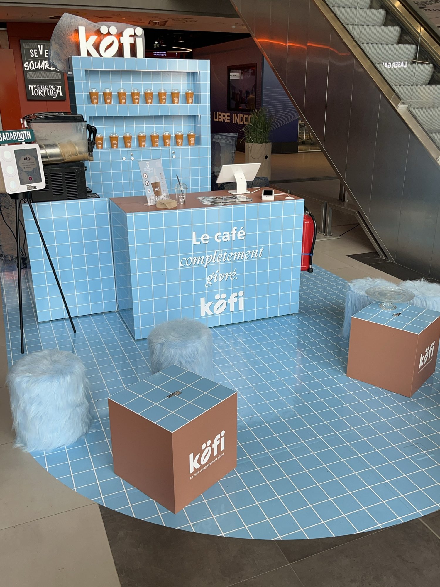 Kiosque café Kofi en centre commercial, projet Share Client