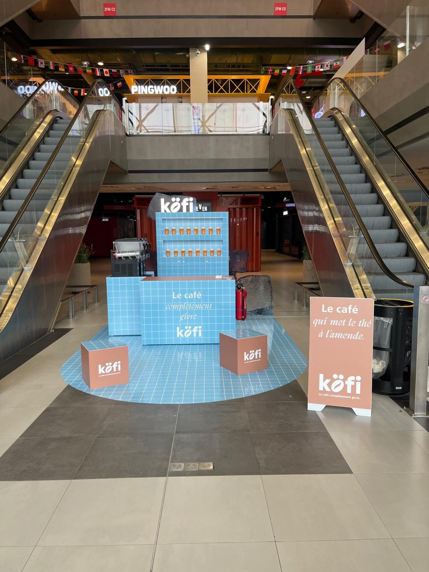 Kiosque café Kofi en centre commercial, projet Share Client